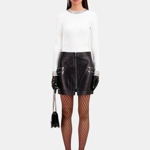 🖤⚡ NWT The Kooples Lambskin Leather Moto Mini Skirt | Front Zip | RETAIL $415!